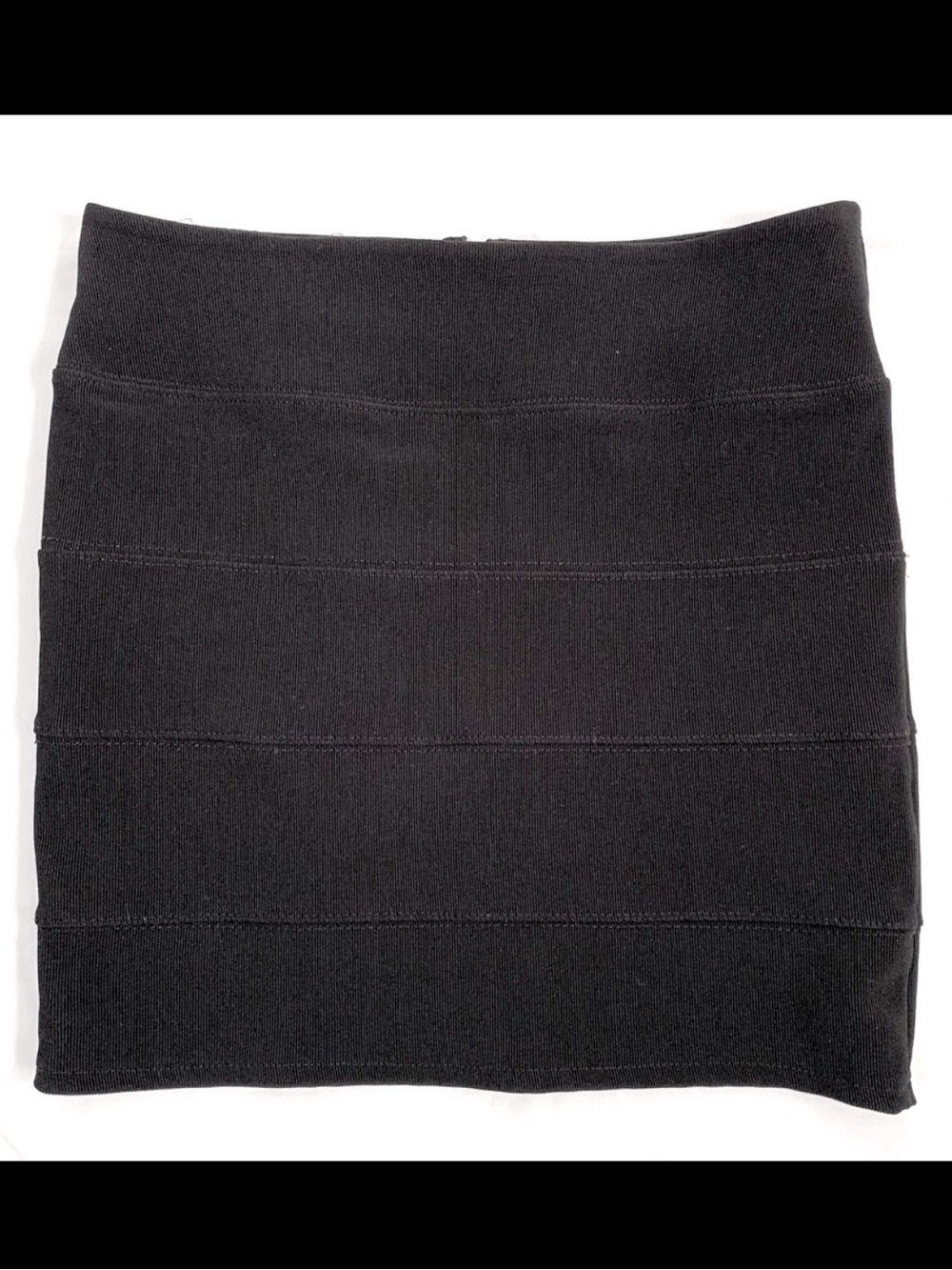 Topshop Black Ribbed Stretch Mini Skirt